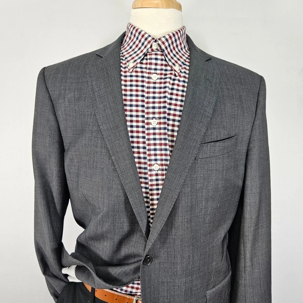 Brooks Brothers Explorer Men's‎ Sport Coat Blazer Two Button Gray Wool Blend 44L